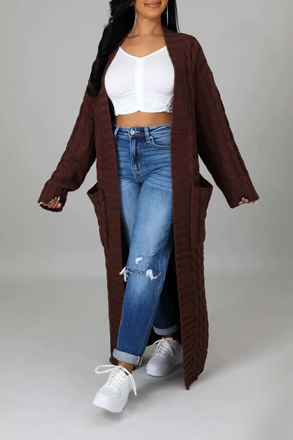 WW | Jacke Offene Front Tasche Strickjacke Jacken für Damen