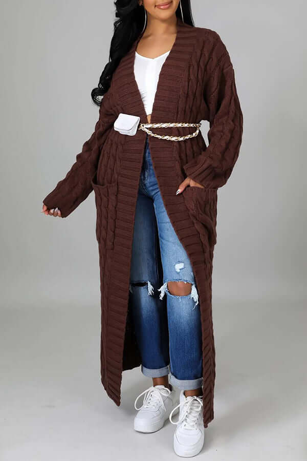 WW | Jacke Offene Front Tasche Strickjacke Jacken für Damen