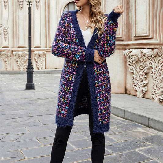 WW | Kleid Offene Vorderseite Warm Gestrickte Jacke Damenstrick