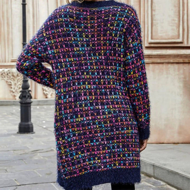 WW | Kleid Offene Vorderseite Warm Gestrickte Jacke Damenstrick
