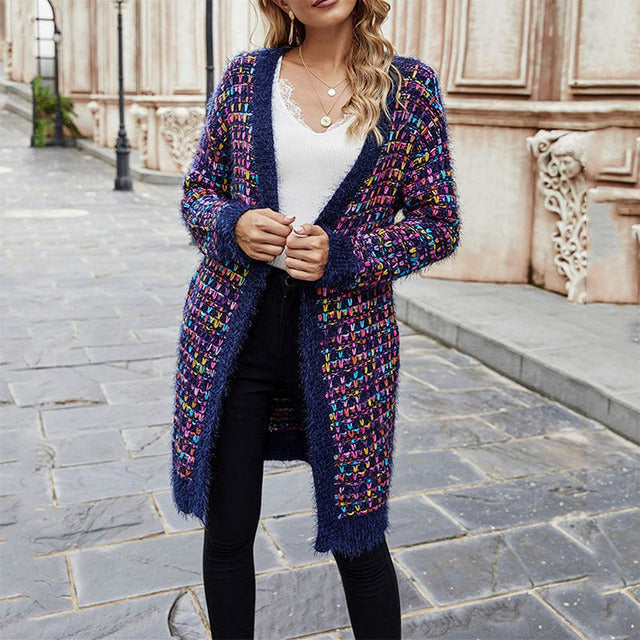 WW | Kleid Offene Vorderseite Warm Gestrickte Jacke Damenstrick
