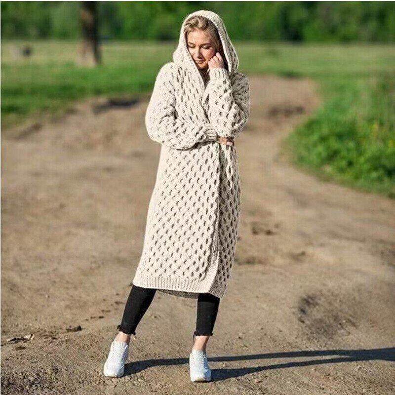 WW | Open Warm Knitted Women's Hooded Cardigan
