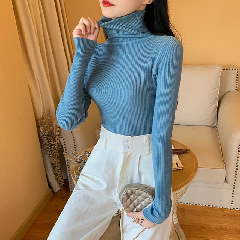 WW | Women's Long-Sleeve Knitted Sweater with Stand-Up Collar