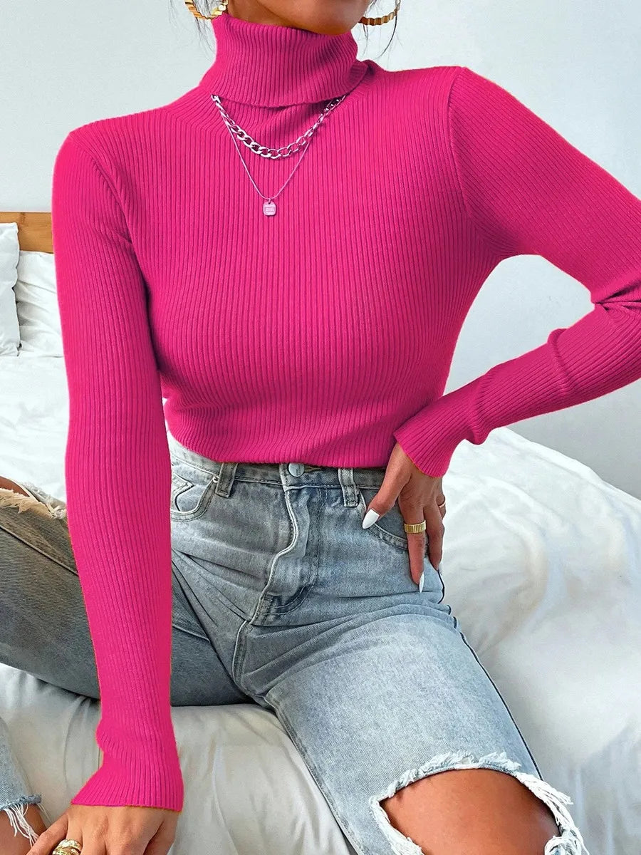 WW | Women's Long-Sleeve Knitted Sweater with Stand-Up Collar
