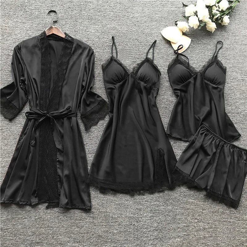 WW | Satin-Spitzen-Pyjama-Set für Damen