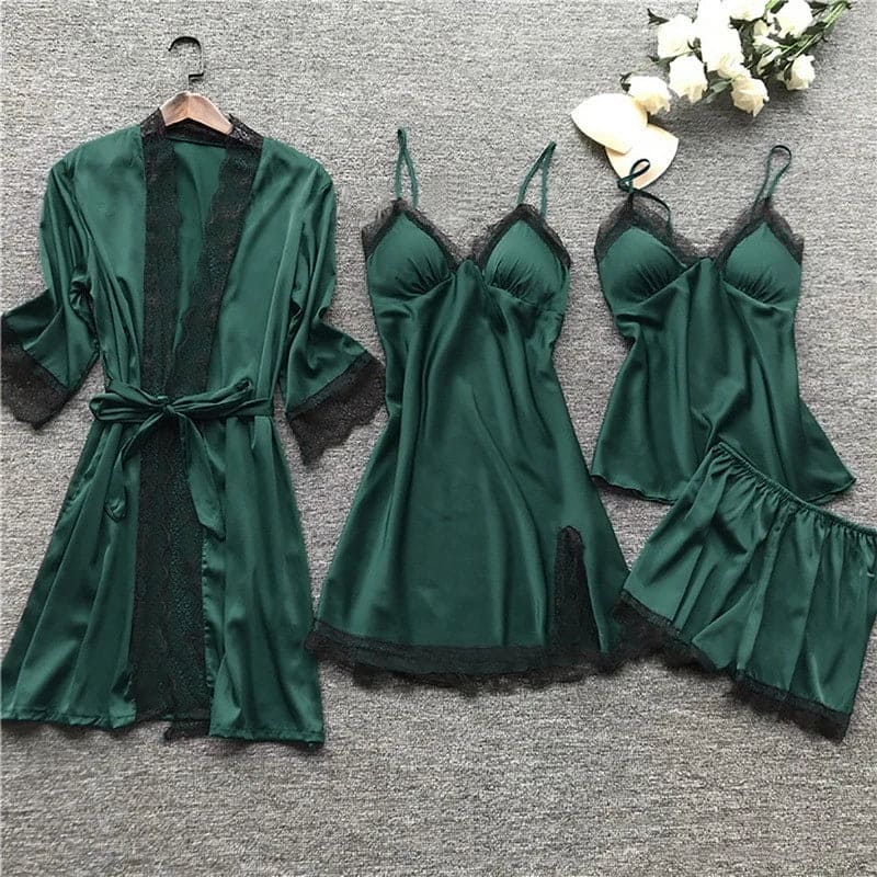 WW | Satin-Spitzen-Pyjama-Set für Damen