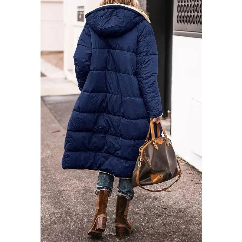 WW | Pufferjacke Kapuze Fleece Futter Pufferjacke Winterjacken für Frauen