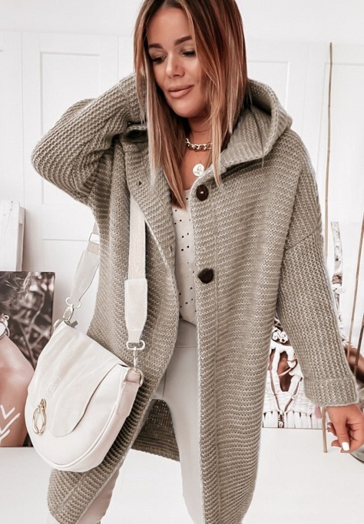 WW | Vest mit Kapuze Übergröße Strickjacke Damenjacke