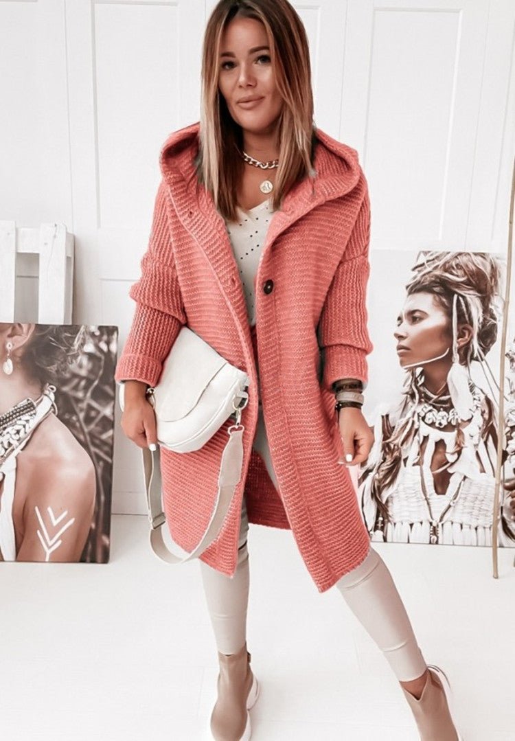 WW | Vest mit Kapuze Übergröße Strickjacke Damenjacke