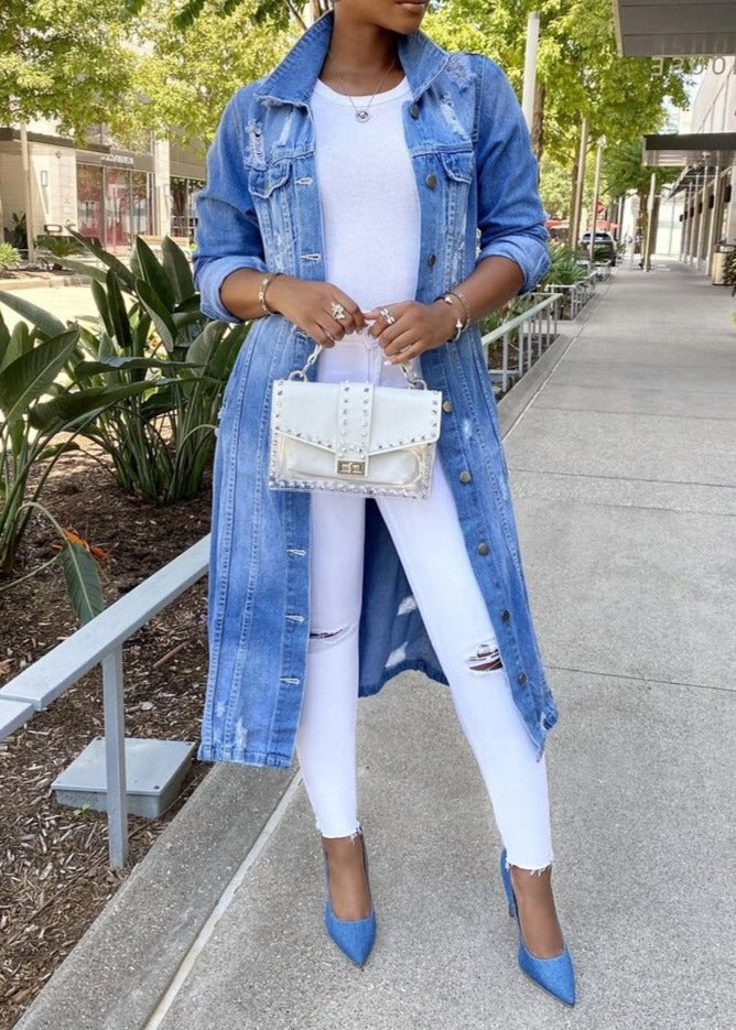 WW | Denimjacke Zerrissen Übergröße Jeansjacke Damen Denimjacke