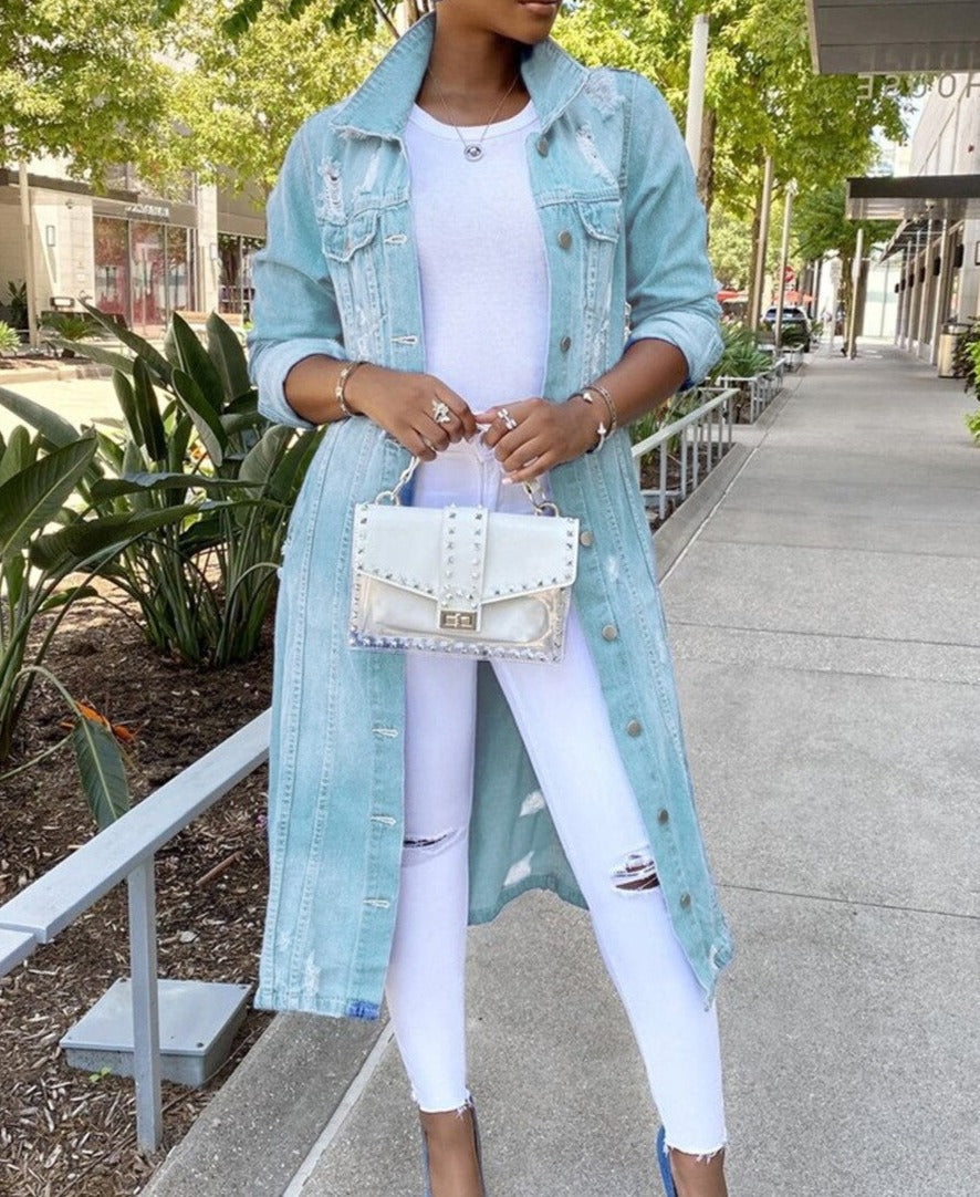 WW | Denimjacke Zerrissen Übergröße Jeansjacke Damen Denimjacke