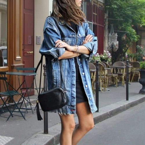 WW | Denimjacke Zerrissen Übergröße Jeansjacke Damen Denimjacke
