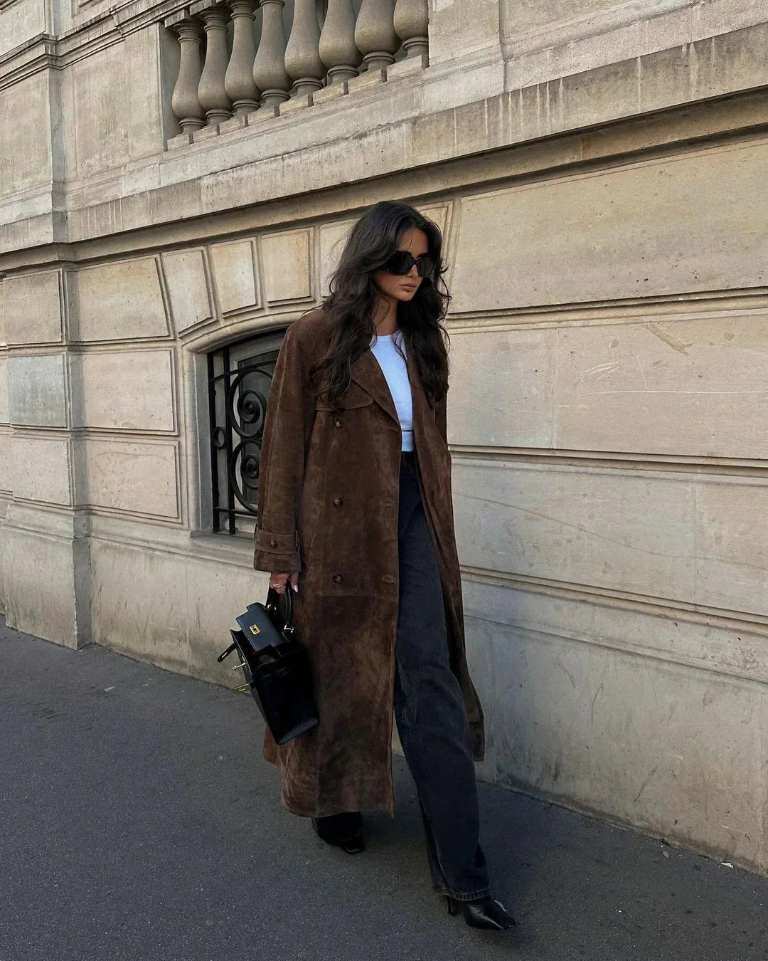 WW | Jacke Doppelreihig Braun Suedette Jacke Damenjacken