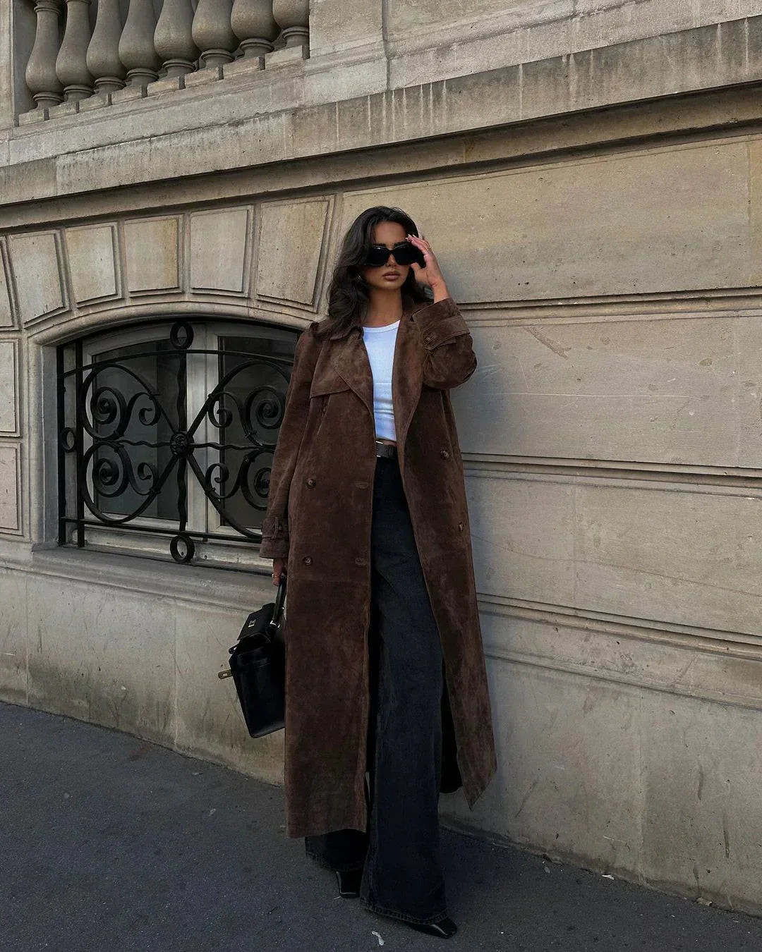 WW | Jacke Doppelreihig Braun Suedette Jacke Damenjacken