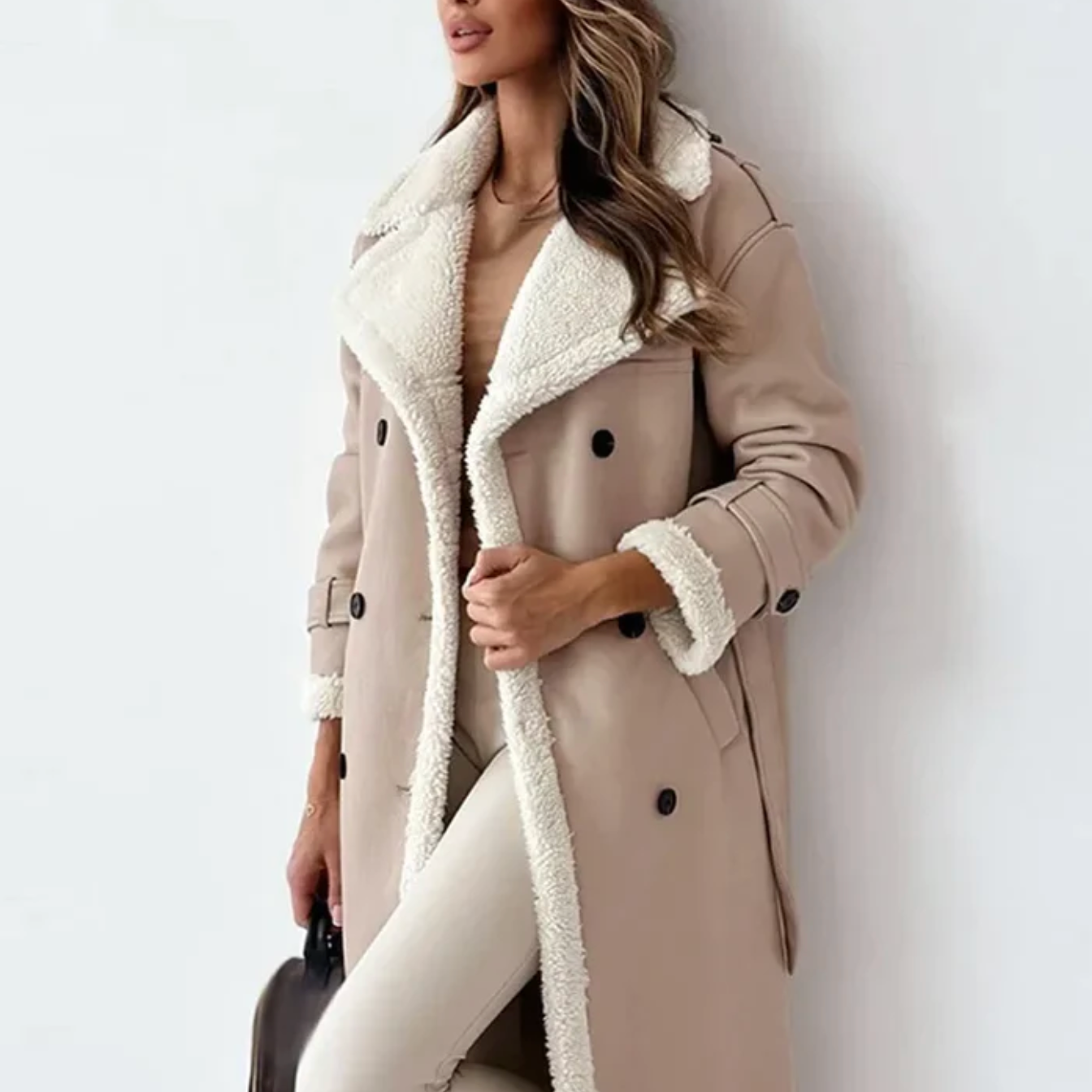 WW | Winterjacke Damen Winter Trenchcoat mit Doppelter Knopfleiste und Gürtel