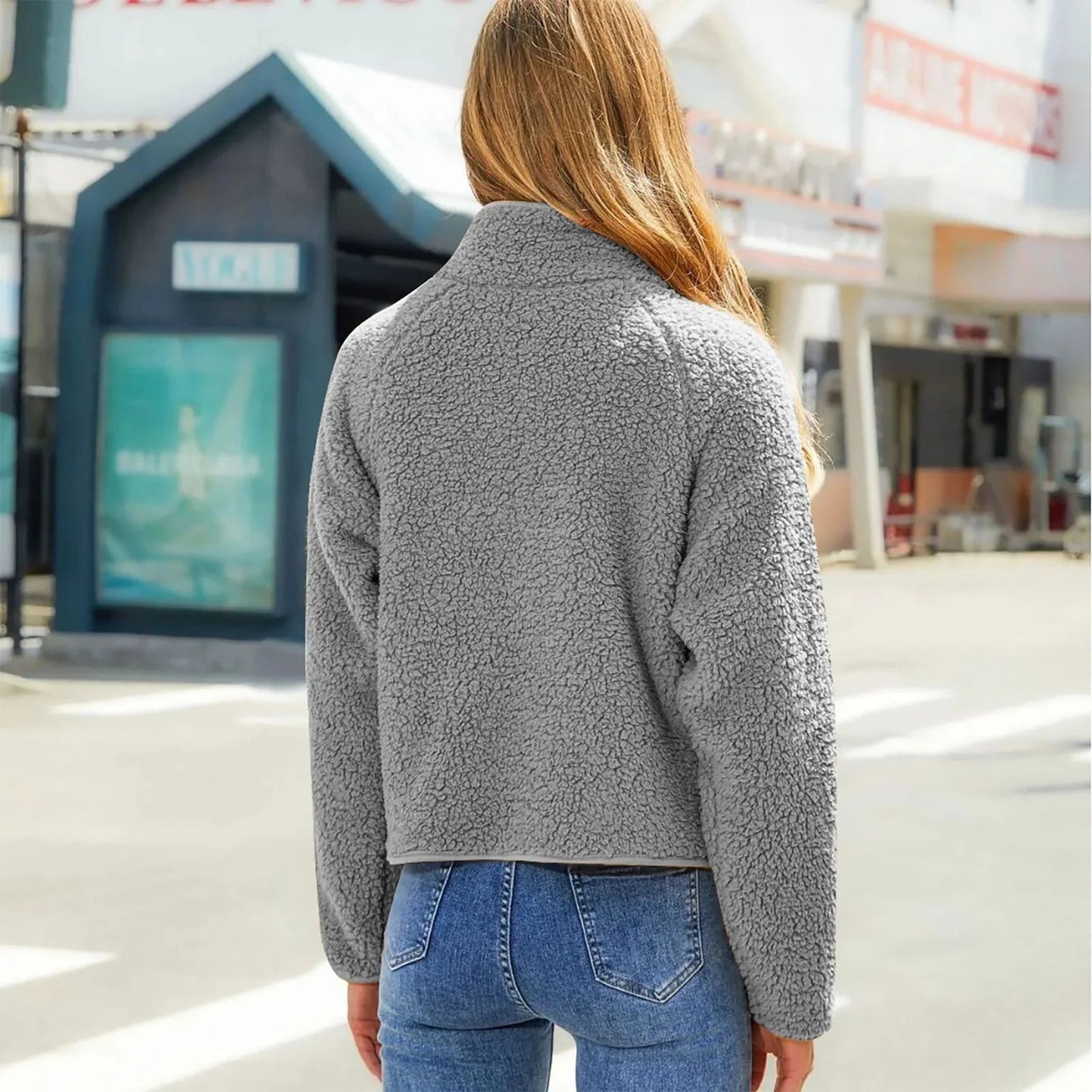 WW | Damen Wattierte Jacke mit Reißverschluss und Langen Ärmeln