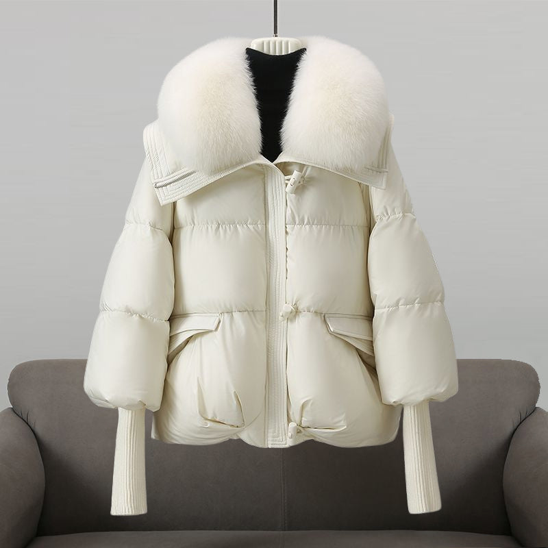 WW | Damen Pufferjacke mit Luxuriösem Pelzkragen und Reißverschluss