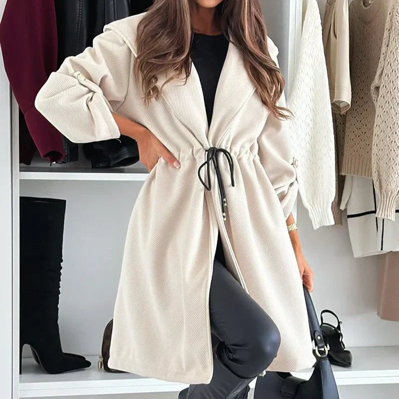 WW | Damen Lange Winterjacke mit Kapuze und Zugband