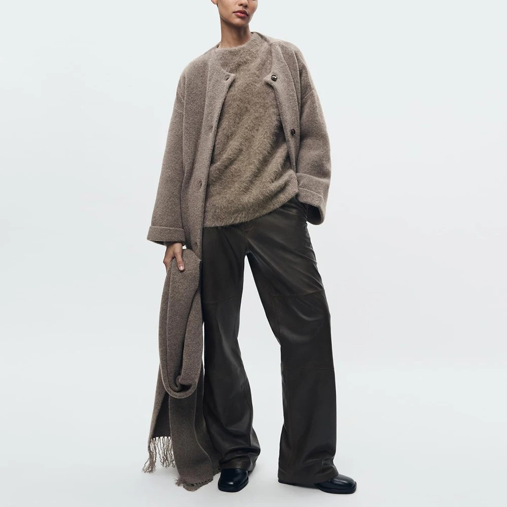 WW | Women's Coat with Button Fastening and Scarf