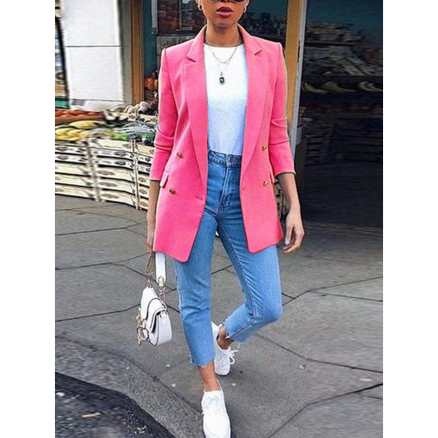 WW | Long Women's Blazer with Buttons and Collar