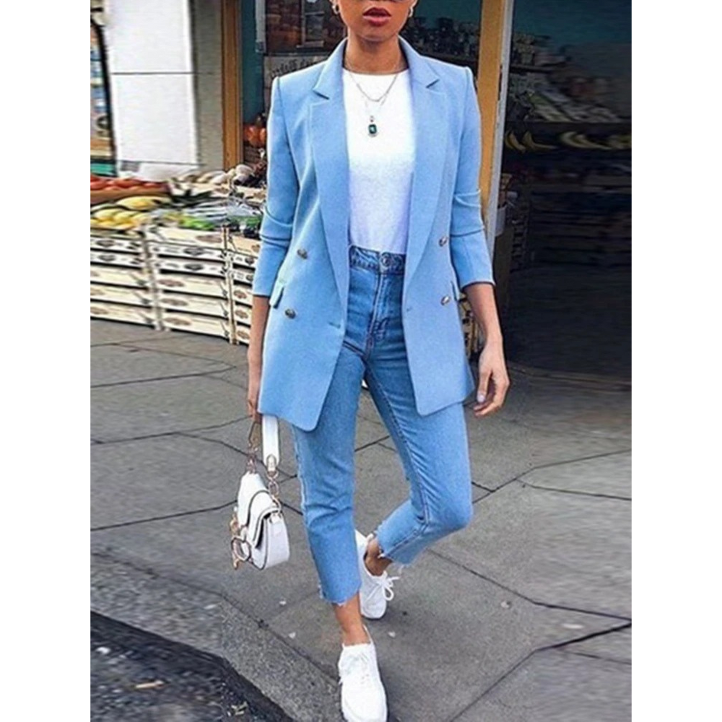 WW | Long Women's Blazer with Buttons and Collar