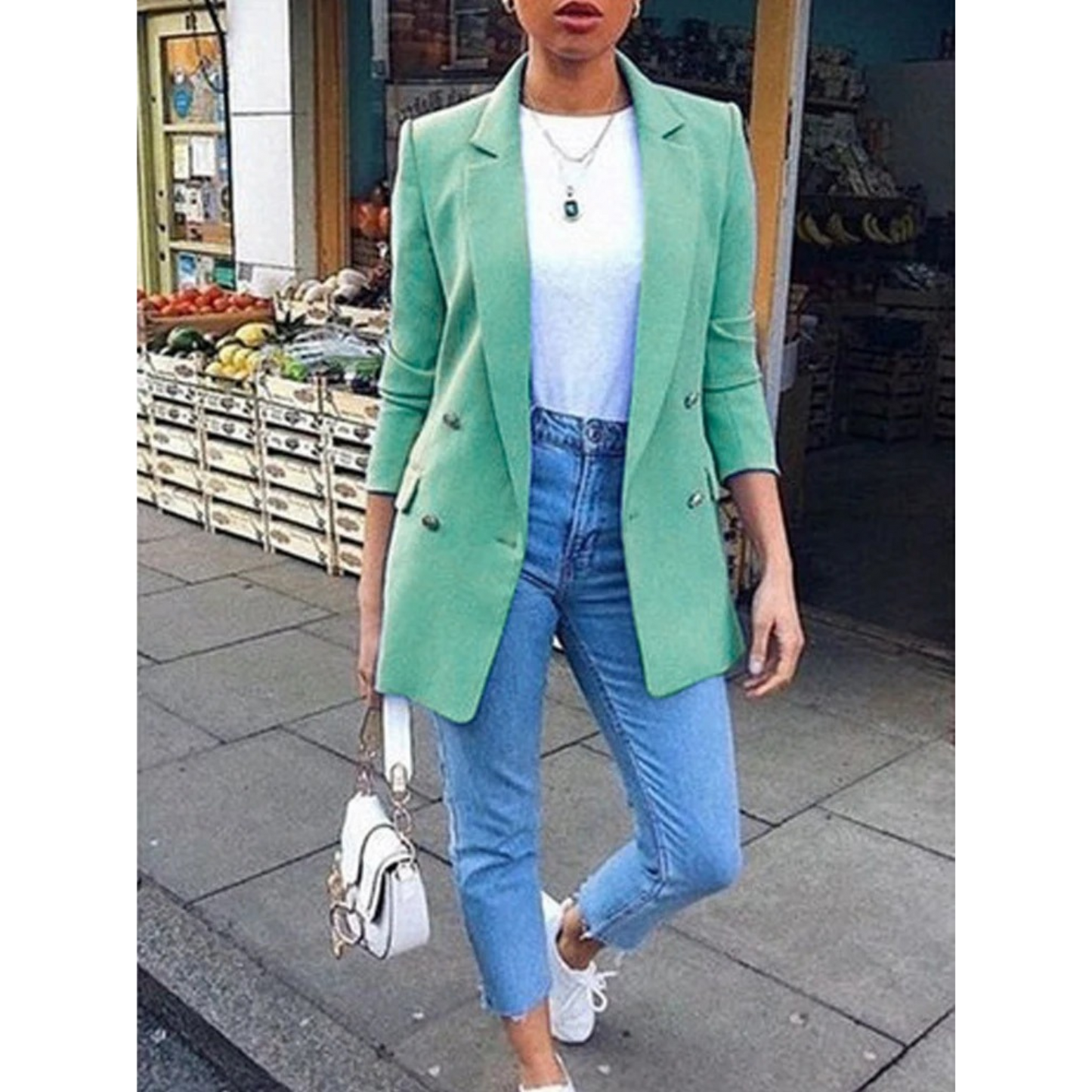 WW | Long Women's Blazer with Buttons and Collar