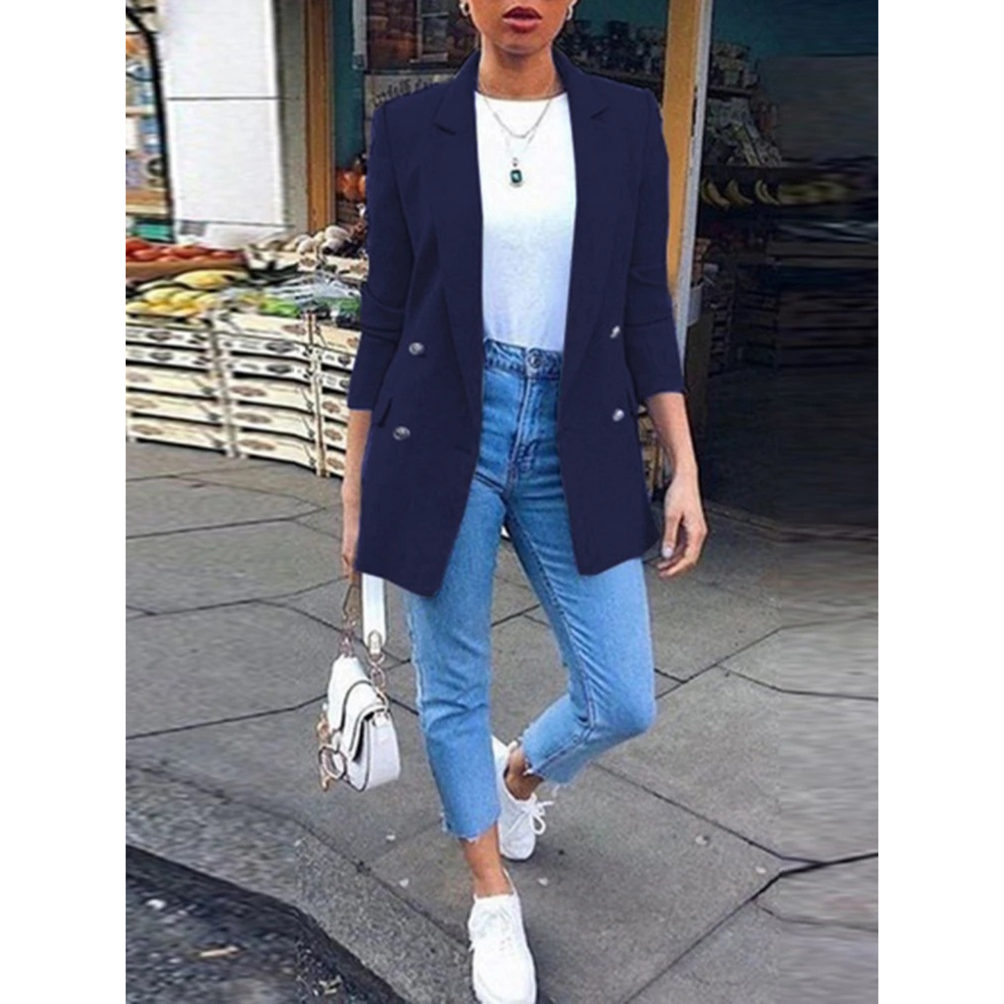 WW | Long Women's Blazer with Buttons and Collar