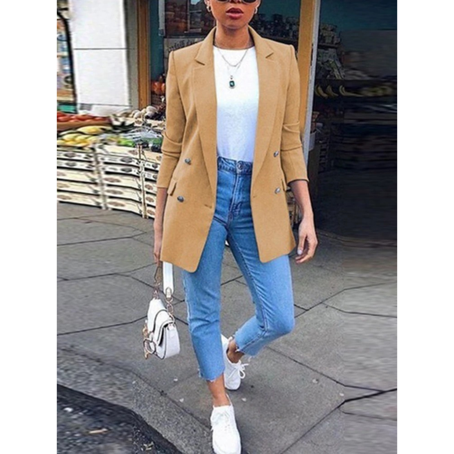 WW | Long Women's Blazer with Buttons and Collar