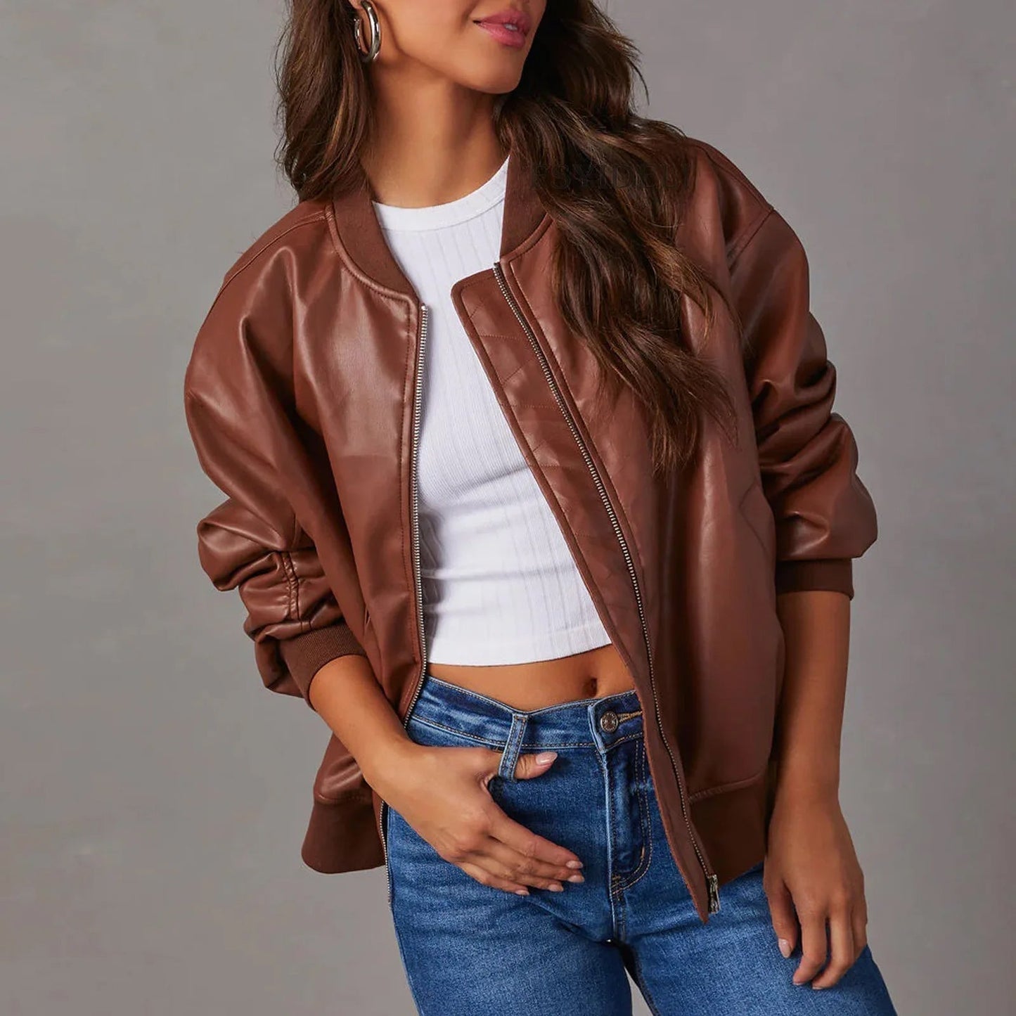 WW | Casual Plus Size Bomber Jacket
