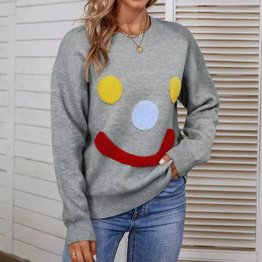 WW | Casual Knitted Sweater With Smiley