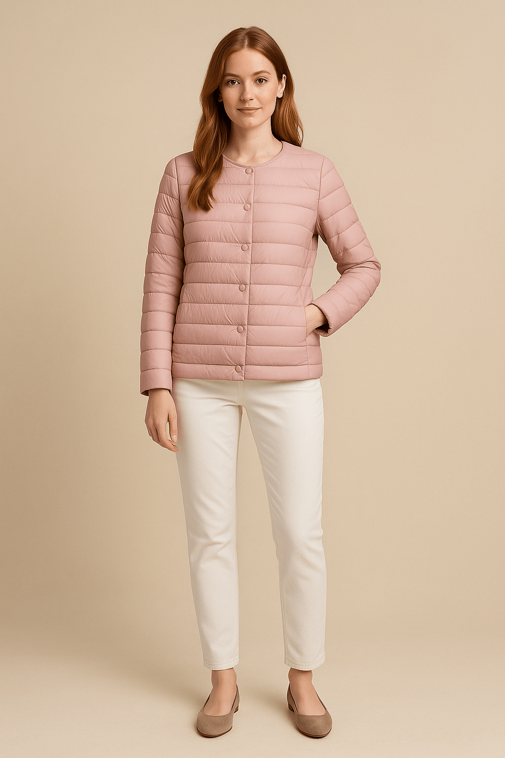 WW | Quilted jacket with round neckline