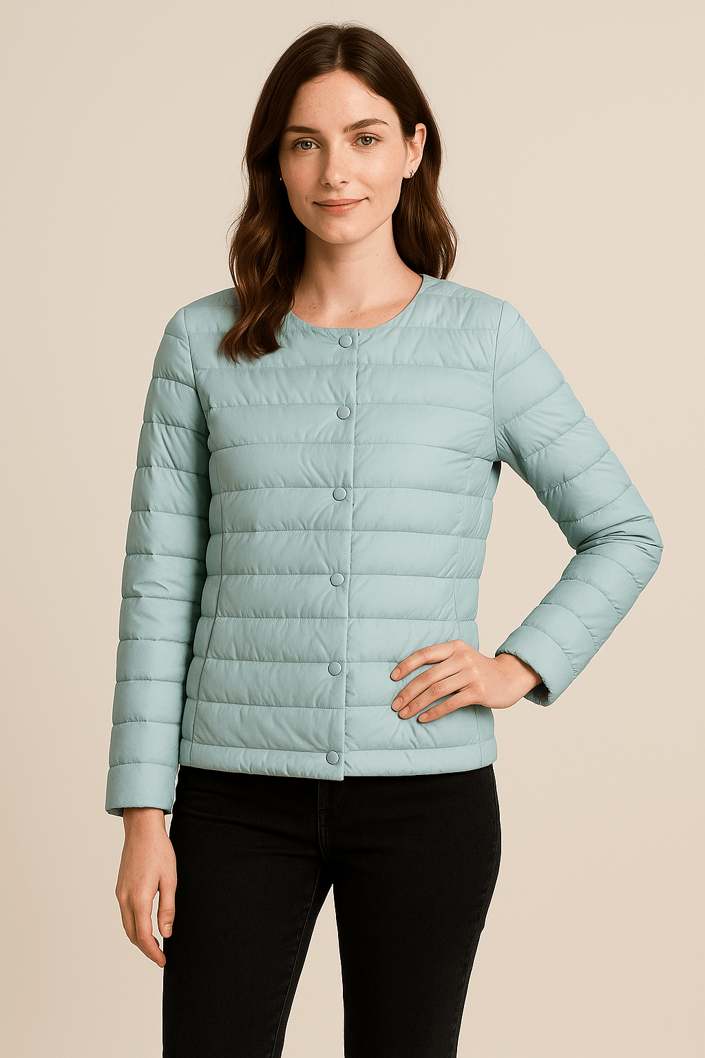 WW | Quilted jacket with round neckline