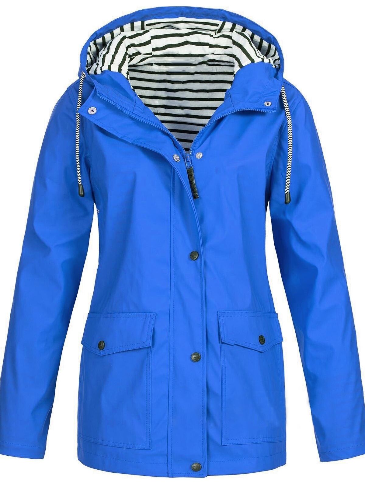WW | Kapuzen-Regenjacke - Leicht & Atmungsaktiv - Gestreiftes Futter - Allwetter-Bekleidung