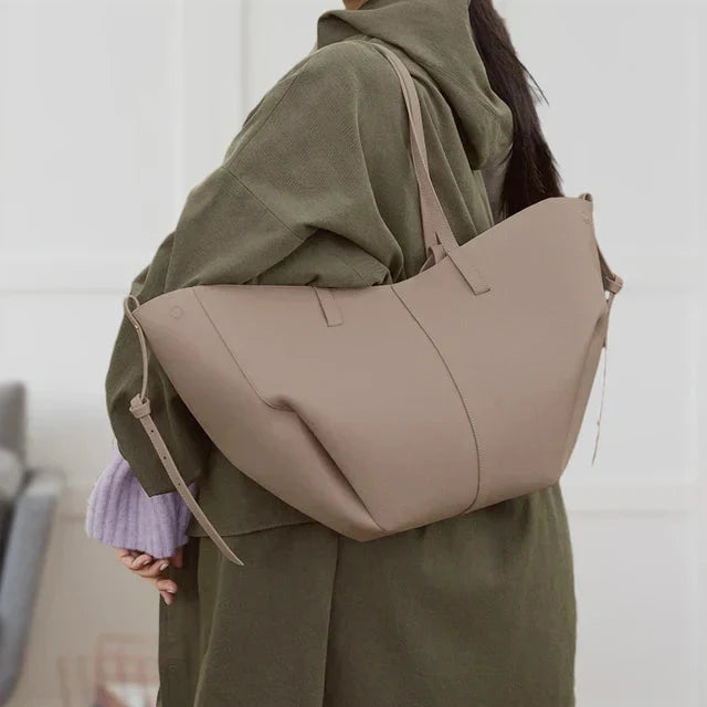 WW | Vintage Faux Leather Shoulder Bag Large Tote Bag