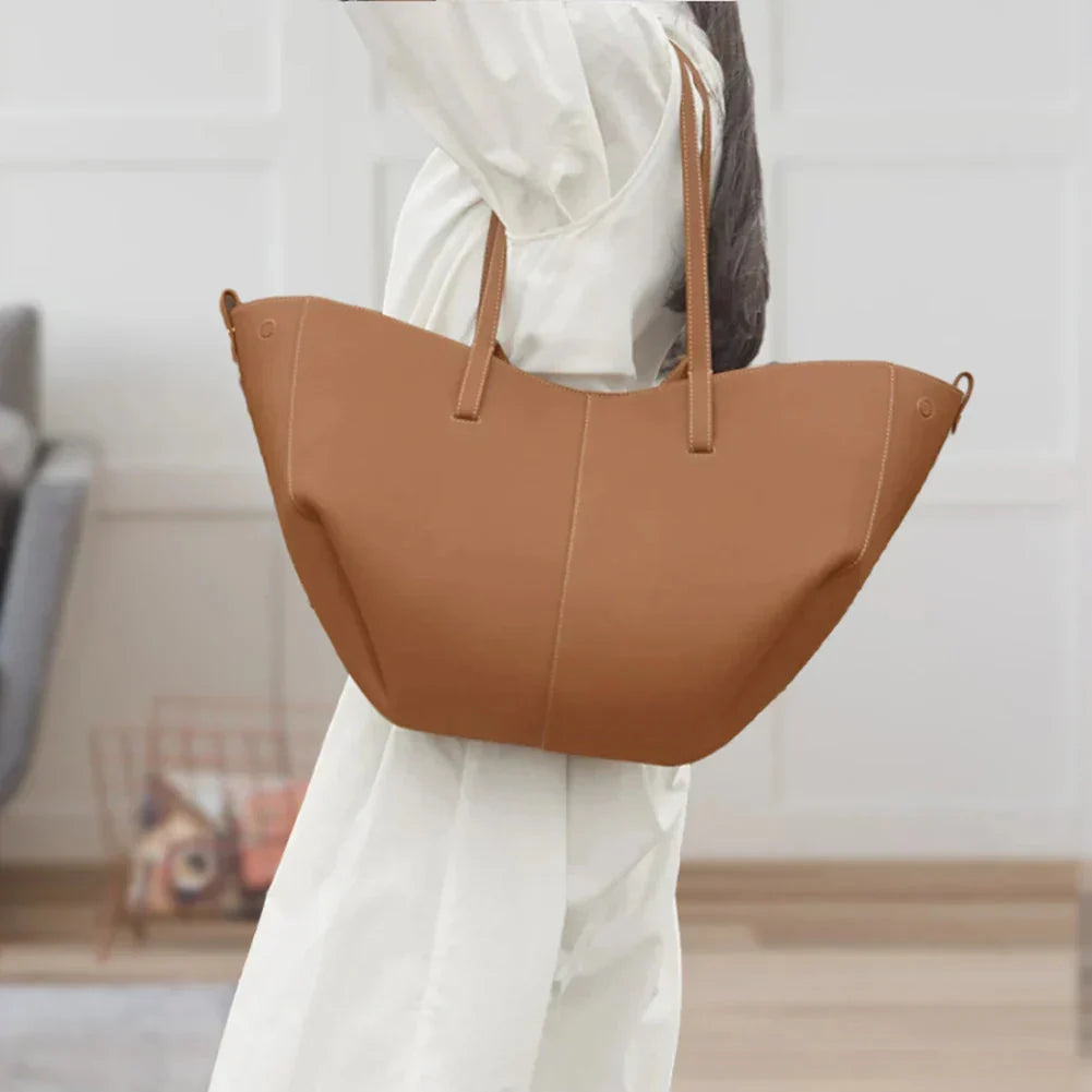 WW | Vintage Faux Leather Shoulder Bag Large Tote Bag