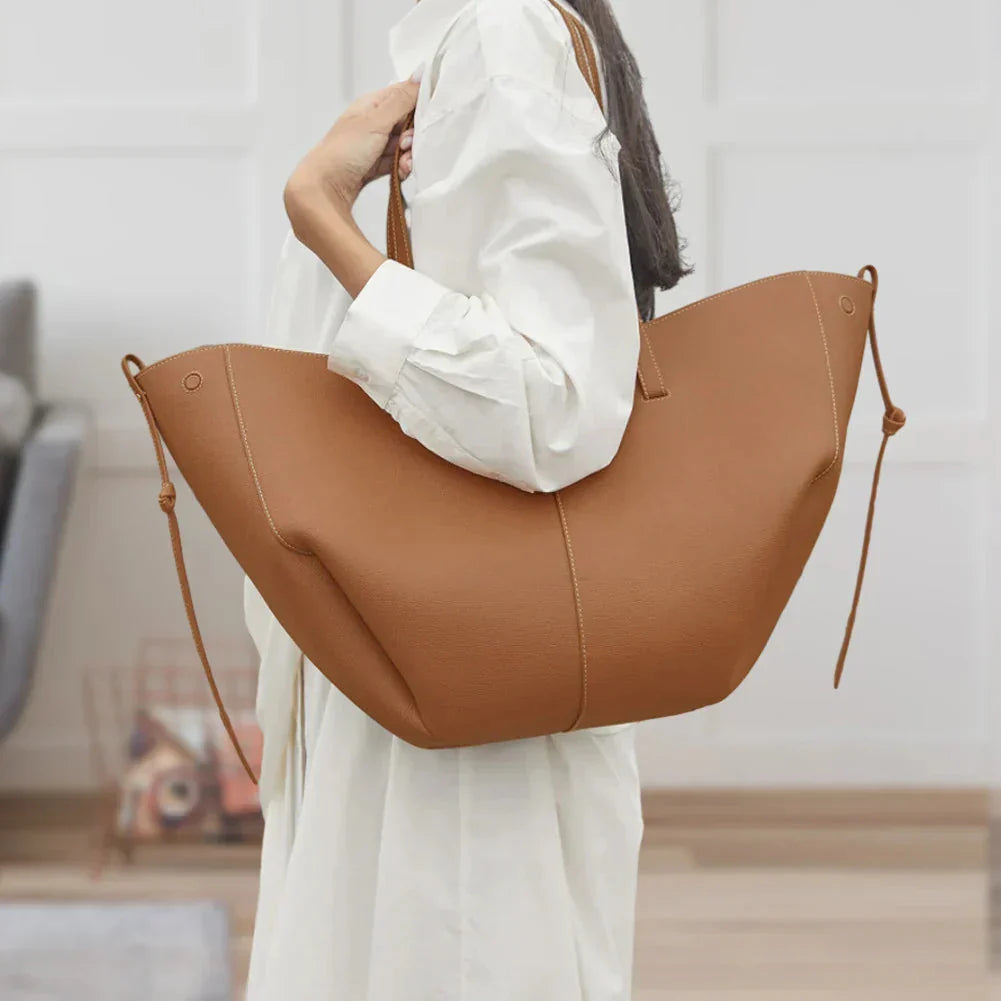 WW | Vintage Faux Leather Shoulder Bag Large Tote Bag