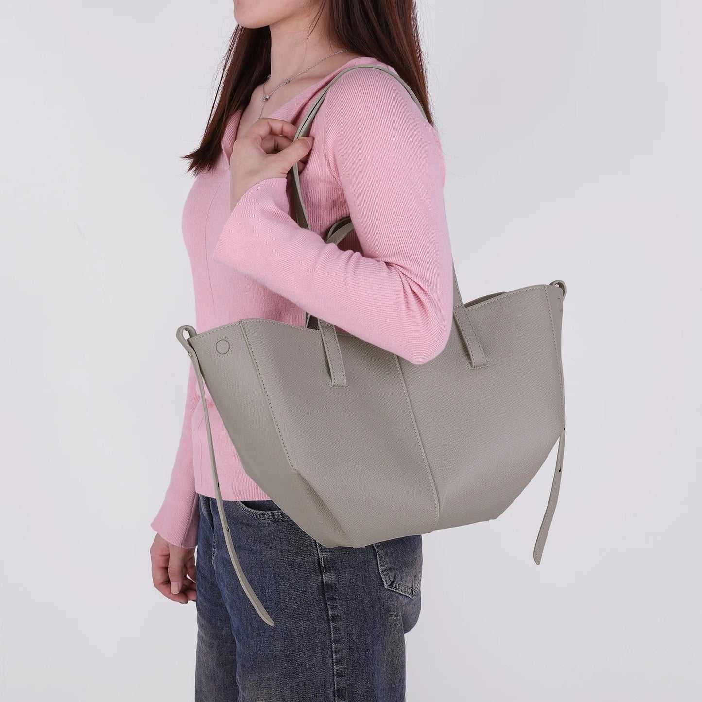 WW | Vintage Faux Leather Shoulder Bag Large Tote Bag