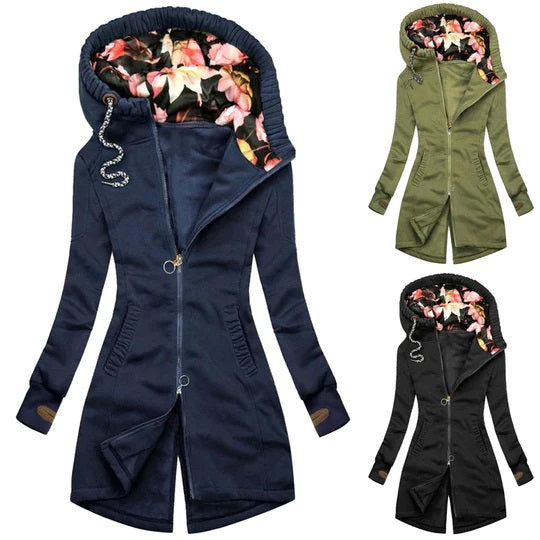 WW | Trendy langer Wintermantel mit Kapuze für Damen