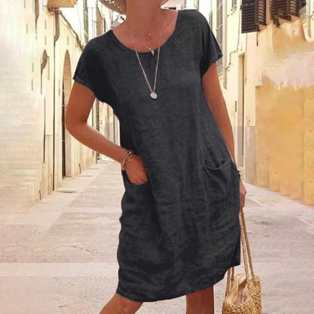 WW | Lässiges Leinenkleid Für Frauen