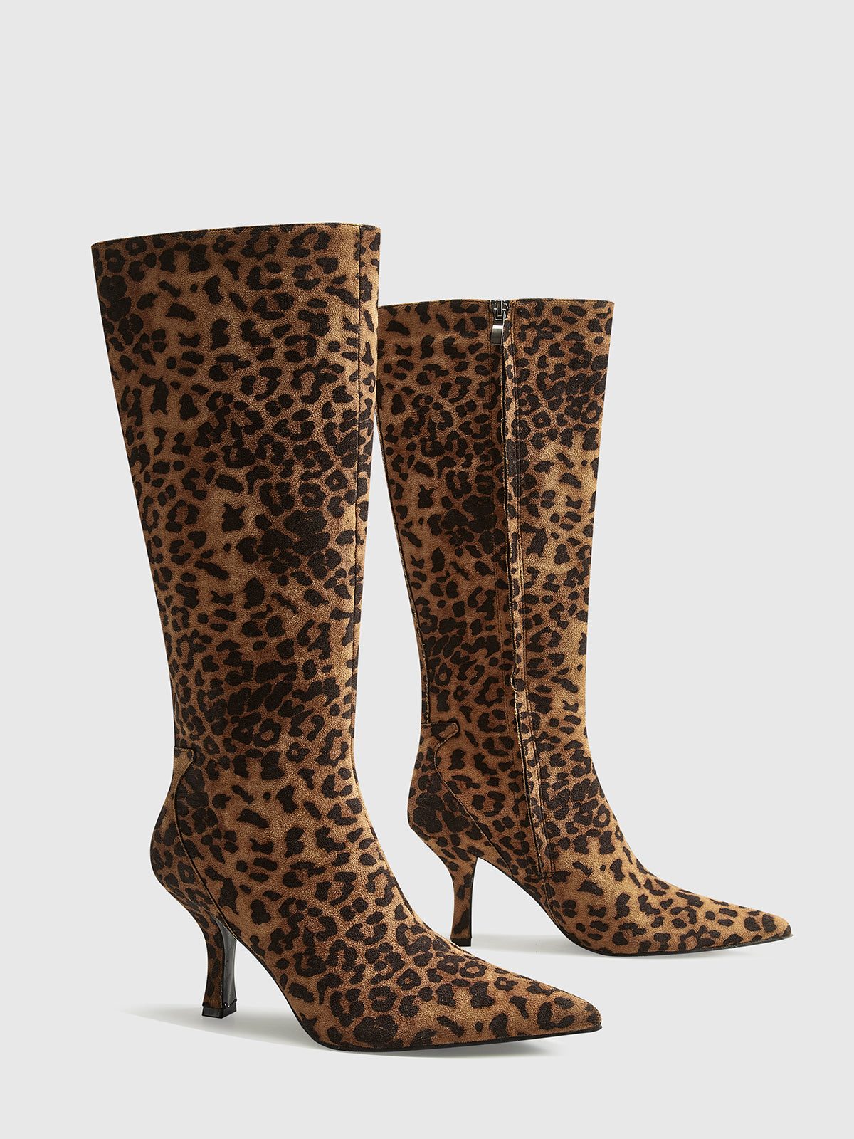 WW | Leopard Print Ankle Boots for Women with Pointed Toe and Mid-Height Heel – Stylish and Comfortable