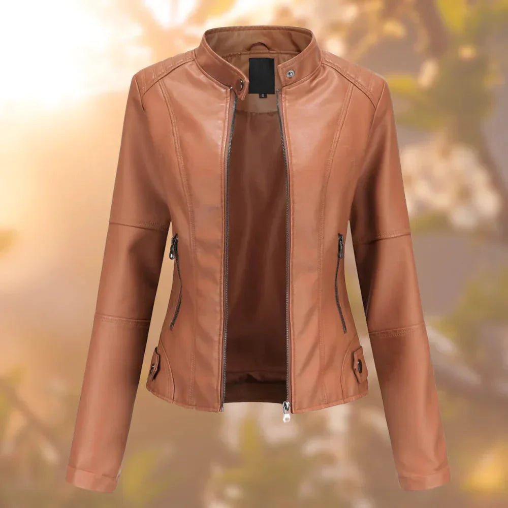 WW | Pu Leder Reißverschluss Fake Damenjacke
