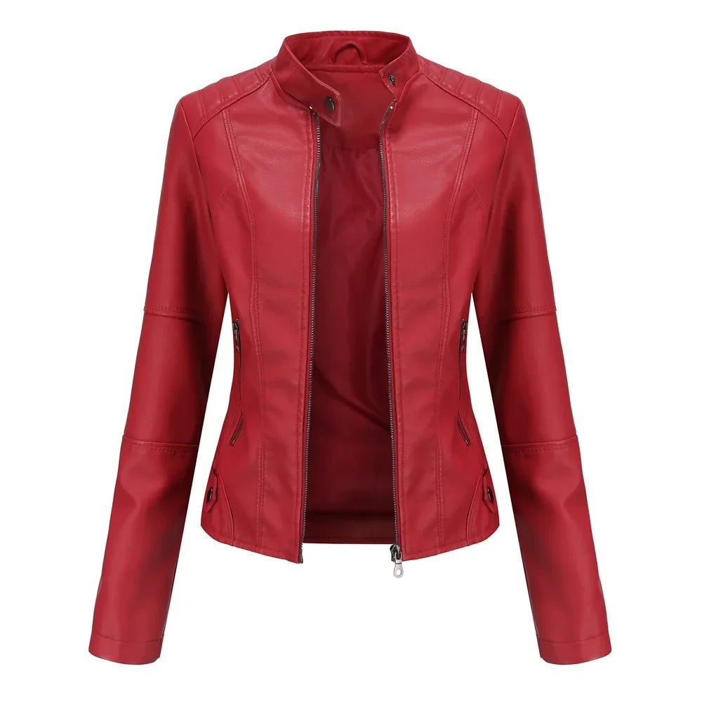 WW | Slim Fit Reißverschluss Kunstlederjacke Damenjacke
