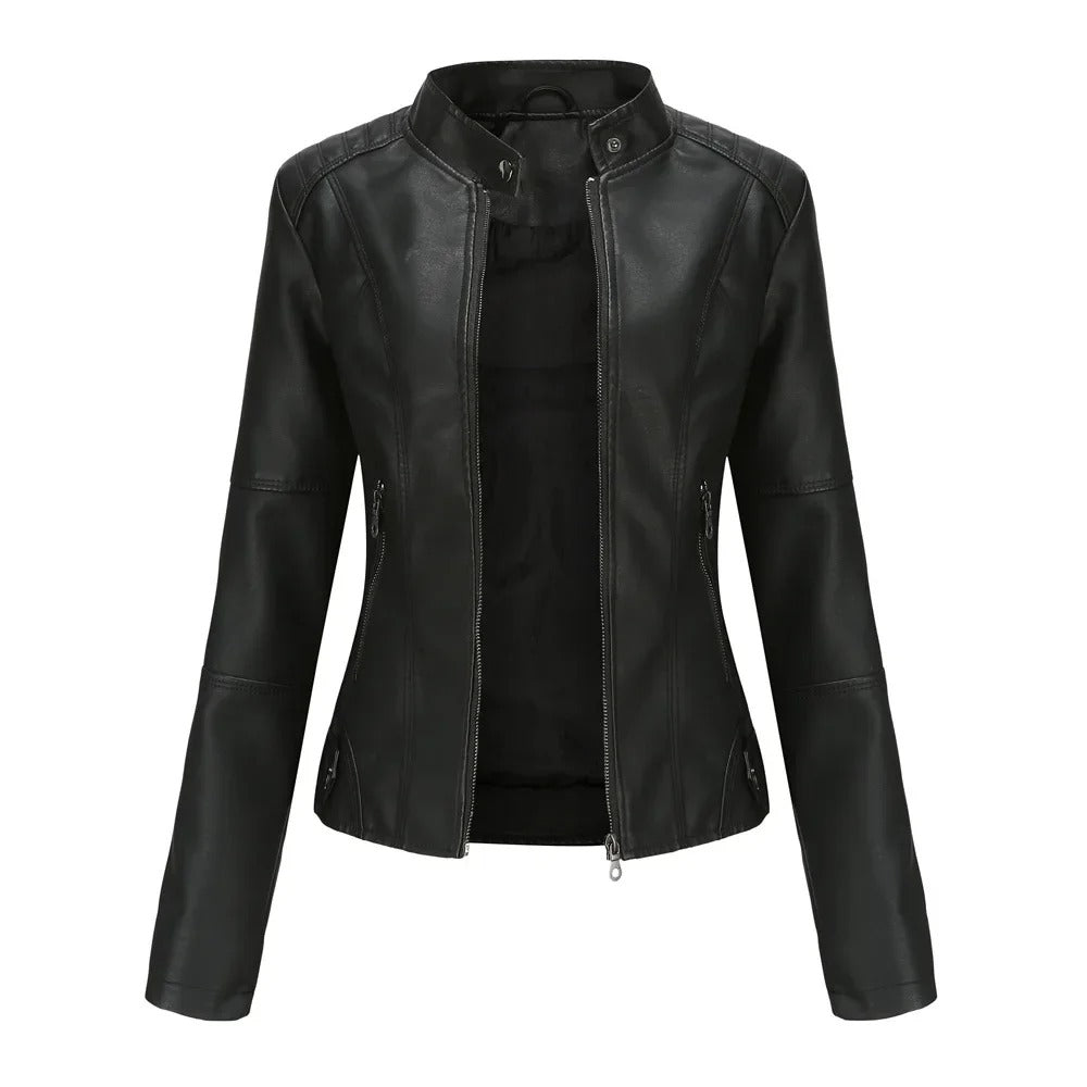WW | Slim Fit Reißverschluss Kunstlederjacke Damenjacke