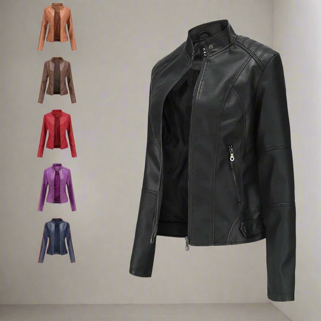 WW | Slim Fit Reißverschluss Kunstlederjacke Damenjacke