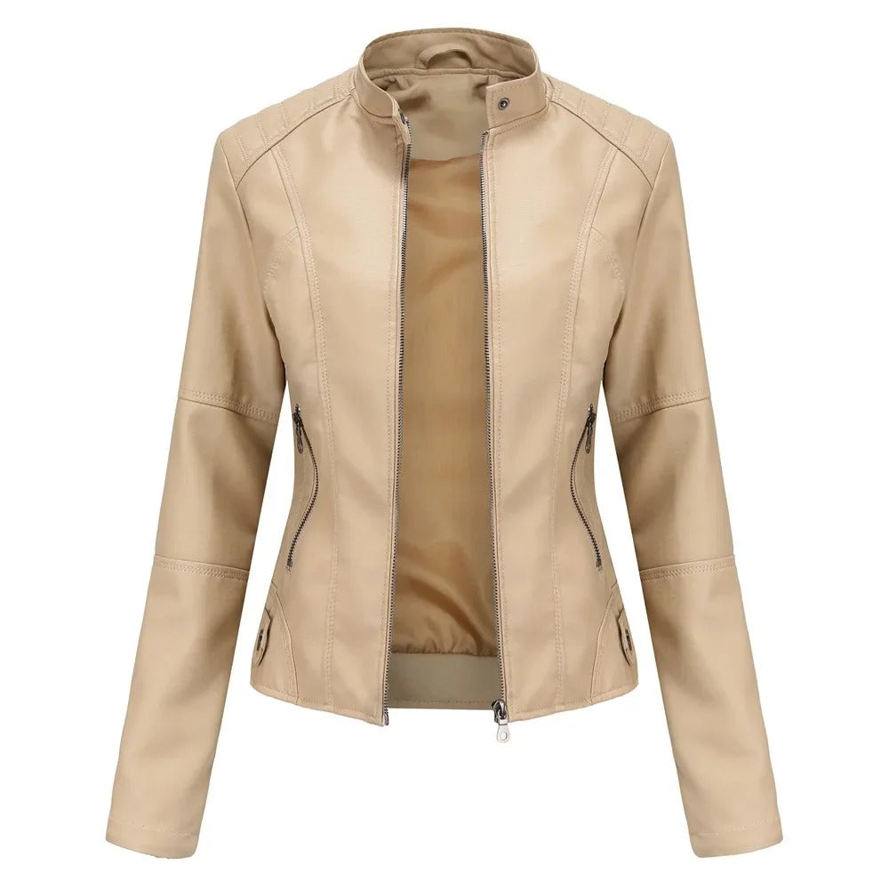 WW | Slim Fit Reißverschluss Kunstlederjacke Damenjacke