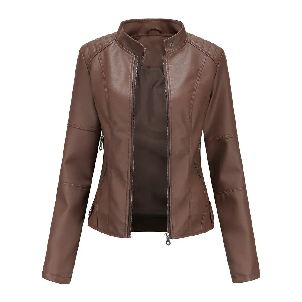 WW | Slim Fit Reißverschluss Kunstlederjacke Damenjacke