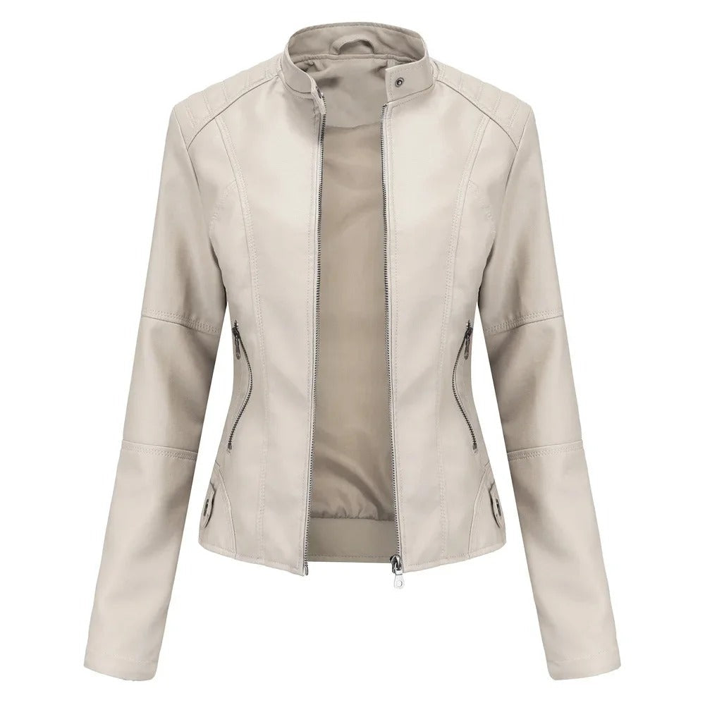 WW | Slim Fit Reißverschluss Kunstlederjacke Damenjacke