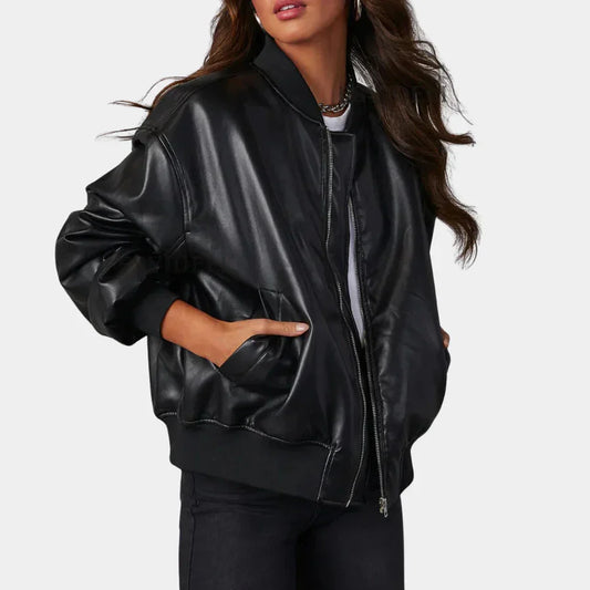 WW | Damenjacke Übergröße Zip up Bomberjacke Bikerjacke