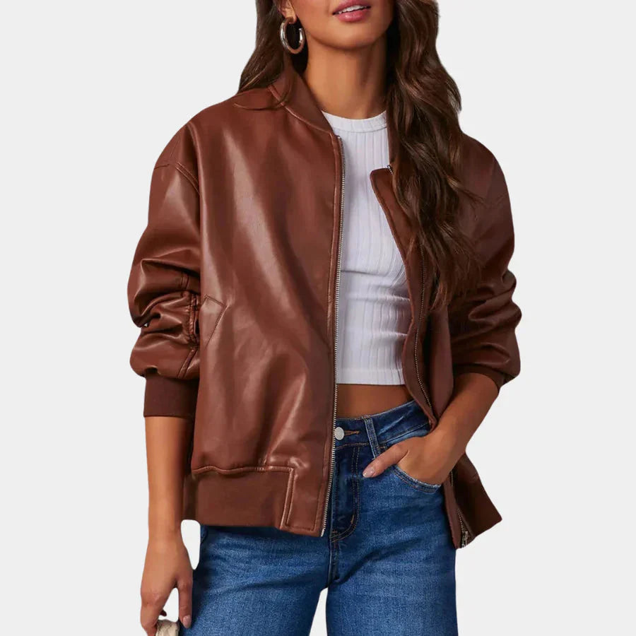 WW | Damenjacke Übergröße Zip up Bomberjacke Bikerjacke