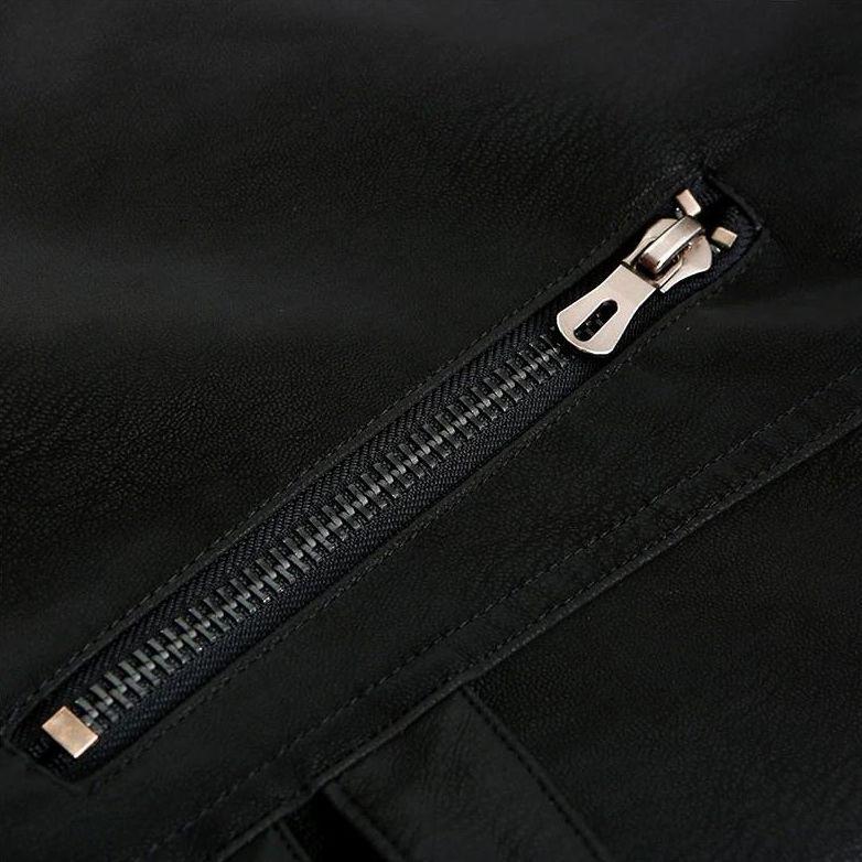 WW | Zip-Up Kunstleder Bikerjacke Leder Herrenjacke
